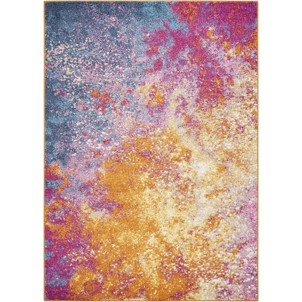 Homeroots 4 x 6 ft. Abstract Brights Sunburst Area Rug 385377 - main